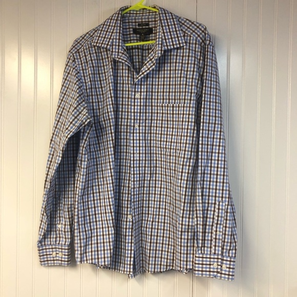 Pronto Uomo Men's Button Down Blue and White Checkered Shirt XL Cotton - Picture 1 of 4